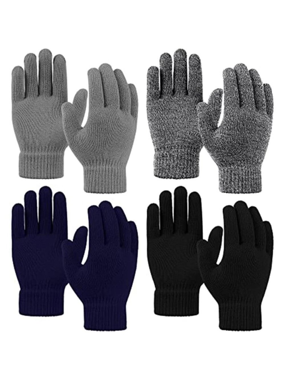 Winter Knit Gloves Men Women Warm Stretch Magic Gloves Cold Weather 4 Pairs